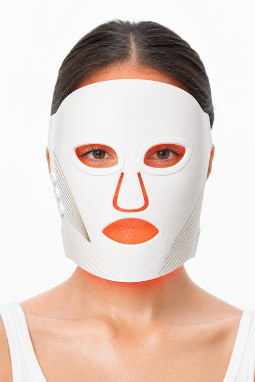 LUMÉ, mascarilla LED encendida, vista frontal